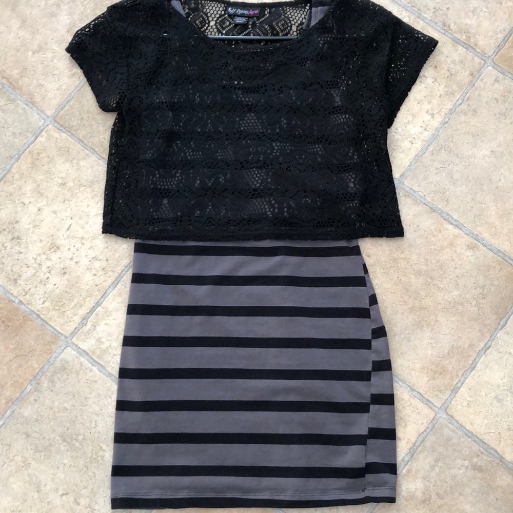 Self Esteem tank dress with lace crop top